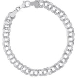 Silver Link Curb Classic Charm Bracelet w/ Lobster  Clasp at 8 inches.